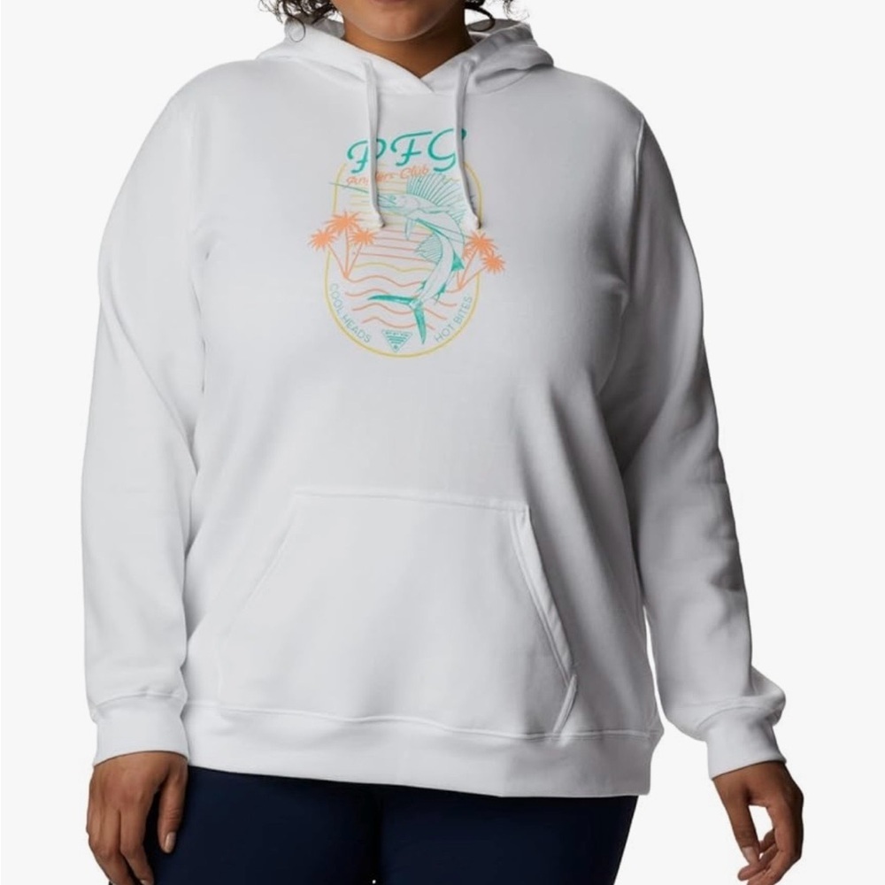 Columbia Womens Plus Size Slack Water Hooded Sweatshirt White Sz XXL/2TG,NWT